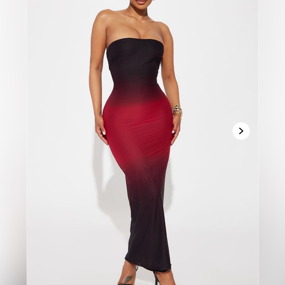 Elegant Ombre Red and Black Maxi Skirt